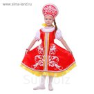 Русский костюм для девочки: платье с кокеткой, кокошник, р-р 60, рост 110-116 см, цвет красный