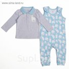 Комплект детский, рост 86 см, цвет серый/голубой, принт мишки