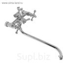 Смеситель для ванны Ledeme H08 L2208, двухрычажный, плоский излив 30 см, с душевым набором