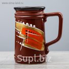 Кружка для пива "Абстракция" коричневая, глазурь, 0,5 л