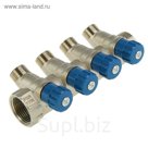 Коллектор ProFactor, с вентилями, 1" х 1/2" 4 выхода