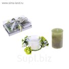 Свечи восковые (набор 2 шт + декор) "Сабрина", цвет зеленый