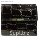 Кошелёк женский на кнопке раскладной,1 отдел для купюр, для монет, для кредитных карт, цвет тёмно-коричневый