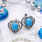 Серьги посеребрение сердце Бирюза новая
