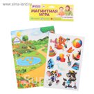 Магнитное игровое поле двухстороннее "Зверята" + набор магнитов