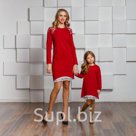 Комплект одинаковых платьев для мамы и дочки в стиле фэмили лук "Аврора" (бордо)