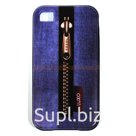 Чехол - накладка 'TPU резиновый с рисунком и бампером - Jeans Luxo' для iPhone 5/5S