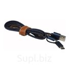 Кабель 2-в-1 USB2.0 - microUSB + Type-C в джинсовой оплетке, 1.0м