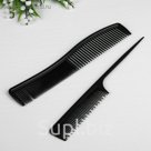 Набор расчесок, 2 предмета: с хвостиком, комбинированная, цвет чёрный