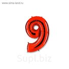 Шар фольгированный 40" "Цифра 9", цвет красный