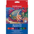 Карандаши цветные ERICH KRAUSE, 18 цветов, шестигранные, заточенные, европодвес