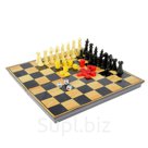 Настольная игра набор 3 в 1 Атели шашки шахматы нарды доска пластик 25х25см
