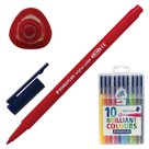 Фломастеры STAEDTLER (Германия) «Triplus», 10 цветов, трехгранные, пластиковый футляр