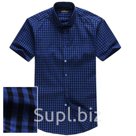 Рубашка в синюю клетку мужская. Рубашка короткий рукав. Материал: 90% хлопок, 10% полиэстер.