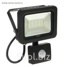 Прожектор светодиодный SMD-01, 10W, IP66, 800Lm, 6500К, 85-220V, с датчиком движения БЕЛЫЙ
