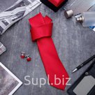 Набор мужской "Стиль" галстук 145*5см, запонки, зерна, цвет красный