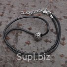 Кулон на шнурке "Бусина", цвет чернёное серебро, 40см