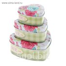 Шкатулка металл набор 3 шт сердце "Яркие цветы" 5х12х11,5, 4,2х9,5х9, 3,5х7х7 см