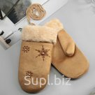 Варежки женские безразмерные подклад искусственный мех цвет бежевый