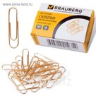 Скрепки канцелярские 28 мм омедненные 100 штук BRAUBERG, картонная коробка 221529