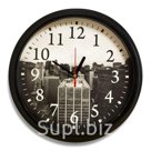 Настенные часы пластик "Город", чёрный обод