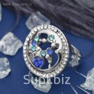 Кольцо "Круг" с узором внутри, цвет бело-голубой в серебре, размер 17,18,19 микс