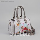 Сумка женская, отдел на молнии, длинный ремень, цвет бронзовый