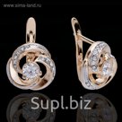 Серьги "Фонтан", цвет белый в золоте
