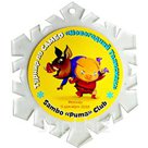 Медаль - снежинка с наклейкой с 2-х сторон.