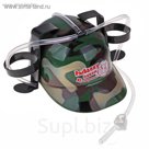 Каска с отверстиями под банки "Рыбалку пивом не испортишь"