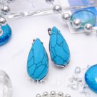 Серьги посеребрение капля Бирюза новая