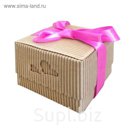 Коробка крафт из рифлёного картона с декором, 10 х 10 х 10 см