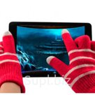 Красные перчатки с белыми полосками для сенсорных экранов Sensitive Glove 