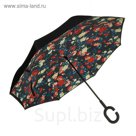 Зонт наоборот "Розы", механический, R=56см, цвет чёрный