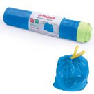 Мешки для мусора 60 л, завязки, синие, в рулоне 20 шт., ПНД, 12 мкм, 55?62 см (±5%), прочные, ЛАЙМА