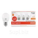 Лампа светодиодная LED 7Вт 230в, E27 теплый шар Gauss ПРОМО (3шт в упак)