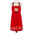 Фартук "Котик", 20% х/б, 80%пэ, красный, вышивка Santalino (850-638-47)