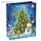 Пакет подарочный вертикальный (блестки) "Елочка в лесу", музыкальный