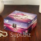 Шкатулка кожзам для украшений "Кольцо" с блёстками 7х15х15 см