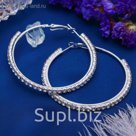 Серьги-кольца Princess дорожка, цвет белый в серебре, d=5 см