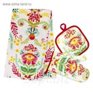 Набор Bonita в коробке рукавица 18х27/прихватка 18х18/полотенце 35х61, Калинка, хлопок