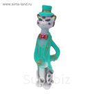 Копилка "Кот Кавалер" флок, серая