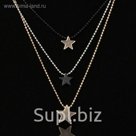 Кулон "Грация" тройной, звезда, цветной, 38см