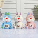 Копилка керамика "Зайчик, ушки в клеточку" МИКС 12,5х8,5х6,5 см