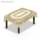Скатерть, 140х220 см., кремовый/золотой, 100% п/э