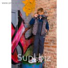 Жилет для мальчика с капюшоном Sport, мокр.асфальт, рост 116-122 (30)