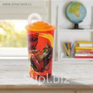Бокал 450 мл Angry Birds, с крышкой и трубочкой