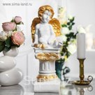 Статуэтка "Ангел на колонне" белый, золото