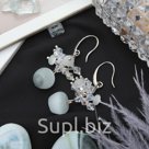 Серьги Кошачий глаз грозди цвет серый