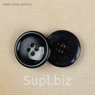 Пуговица, 4 прокола, 23мм, цвет чёрный